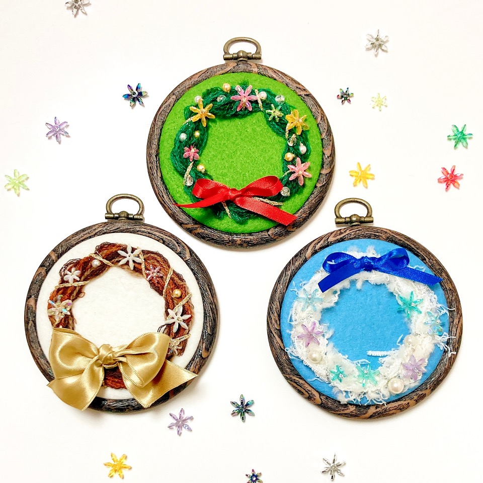 【特別講師】刺繍とビーズでミニリースをつくろう!